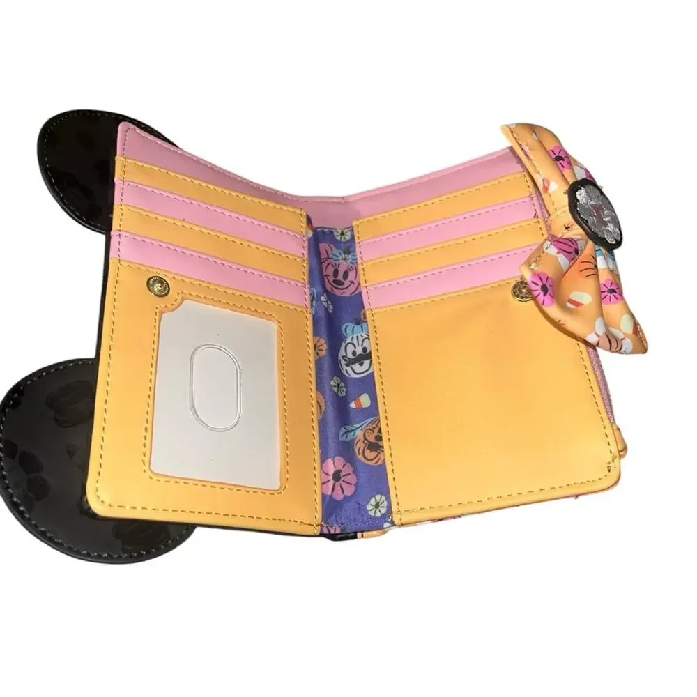 Loungefly Disney Minnie Mouse Pastel Floral Pumpkins Halloween Wallet - NWT